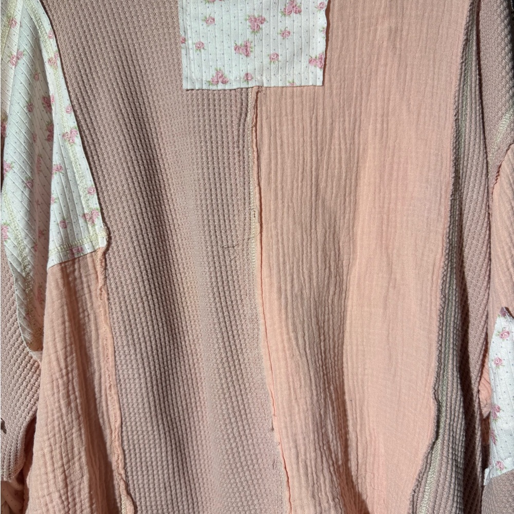 POL Soft Pink Patchwork Floral Button Front Top N… - image 4